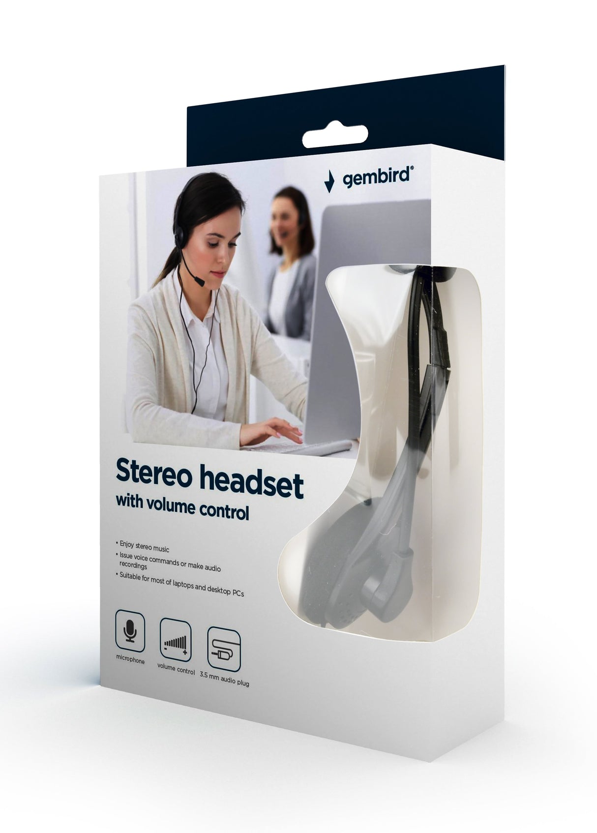 EAN 8716309080330 - Gembird MHS-123 auricular y casco Auriculares Alámbrico Diadema Llamadas/Música Negro imagen 3