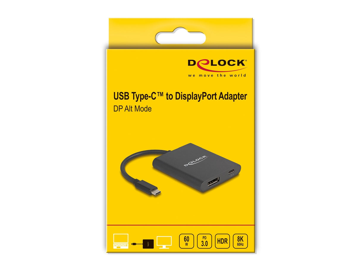 Delock 64202 Adaptador Usb Type-C A Displayport (Dp Alt Mode) 8k Con Hdr Y Power Delivery 60 W