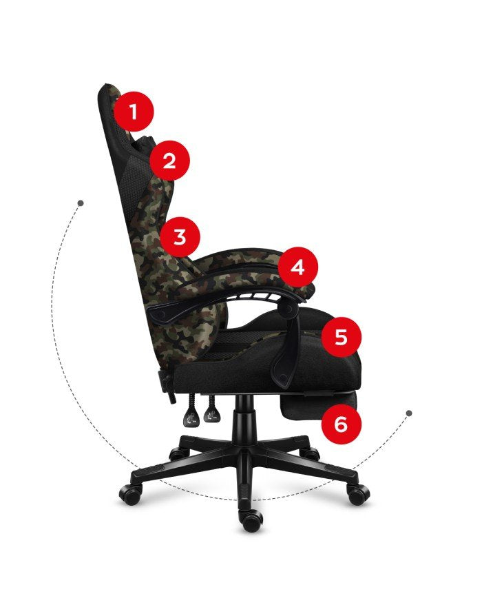 EAN 5903796011548 - Huzaro FORCE 4.7 Silla para videojuegos de PC Asiento (de seguridad) de butaca Negro, Camuflaje imagen 8