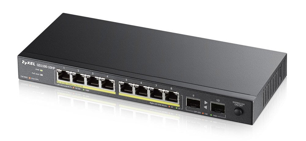 EAN 0760559129460 - Zyxel GS1100-10HP switch No administrado Gigabit Ethernet (10/100/1000) Energía sobre Ethernet (PoE) 1U N imagen 1
