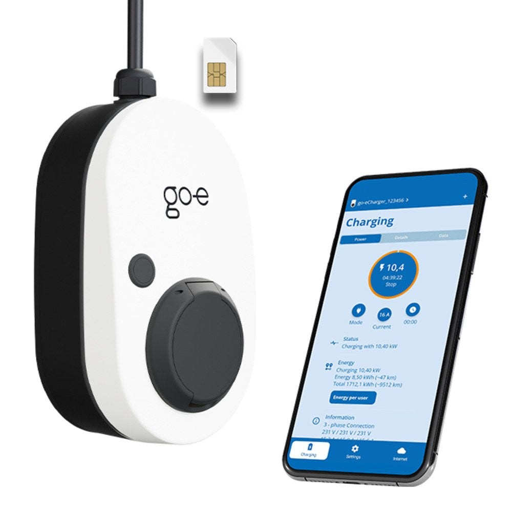 Cargador Go-E Gemini 2.0, 11 Kw 16 A Trifásico, Wallbox Blanco/Negro, Sin Cable, 4g/Lte Ch-05-11-51