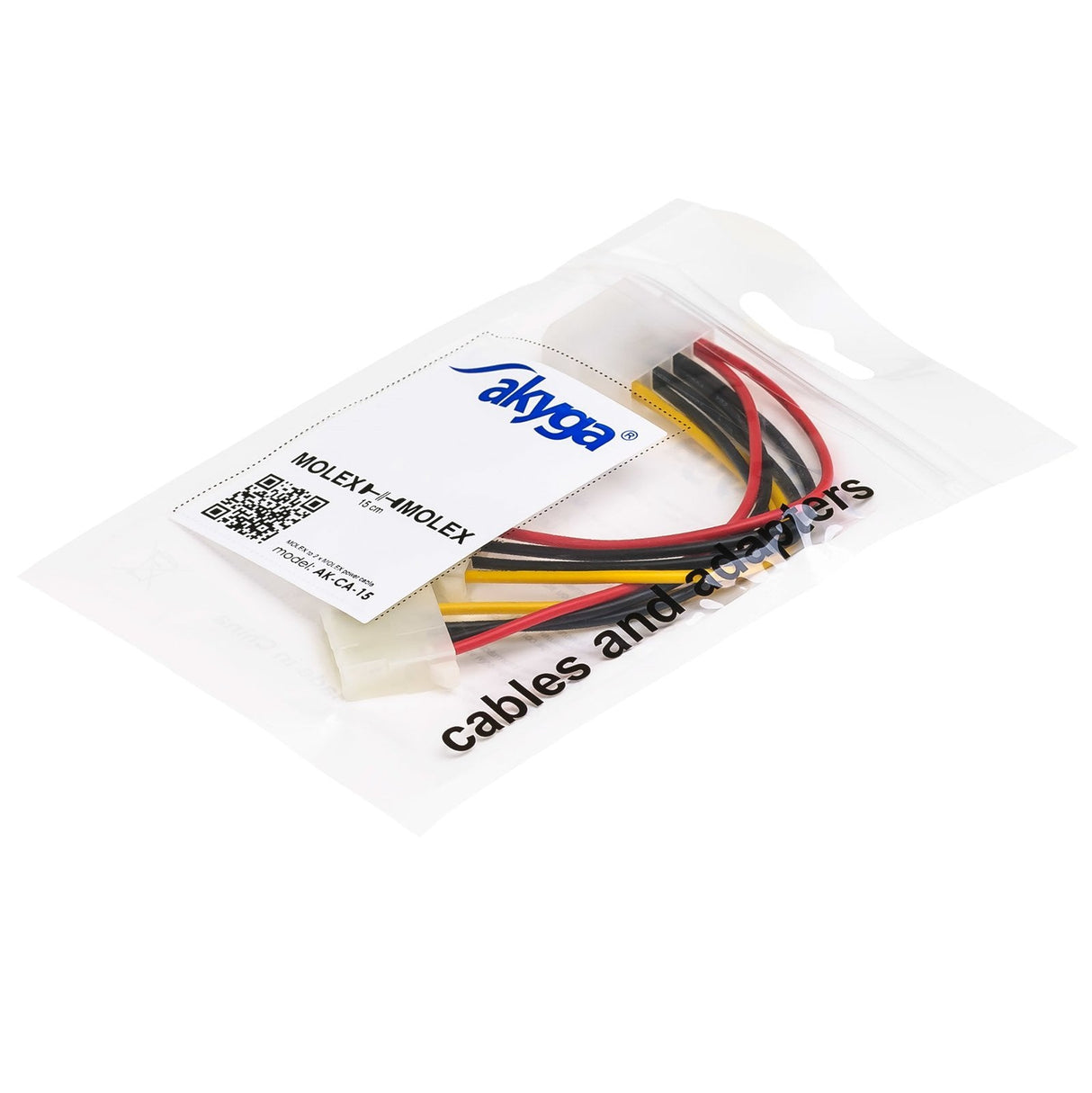 Akyga Adapter Molex / 2x Molex 15cm Ak-Ca-15