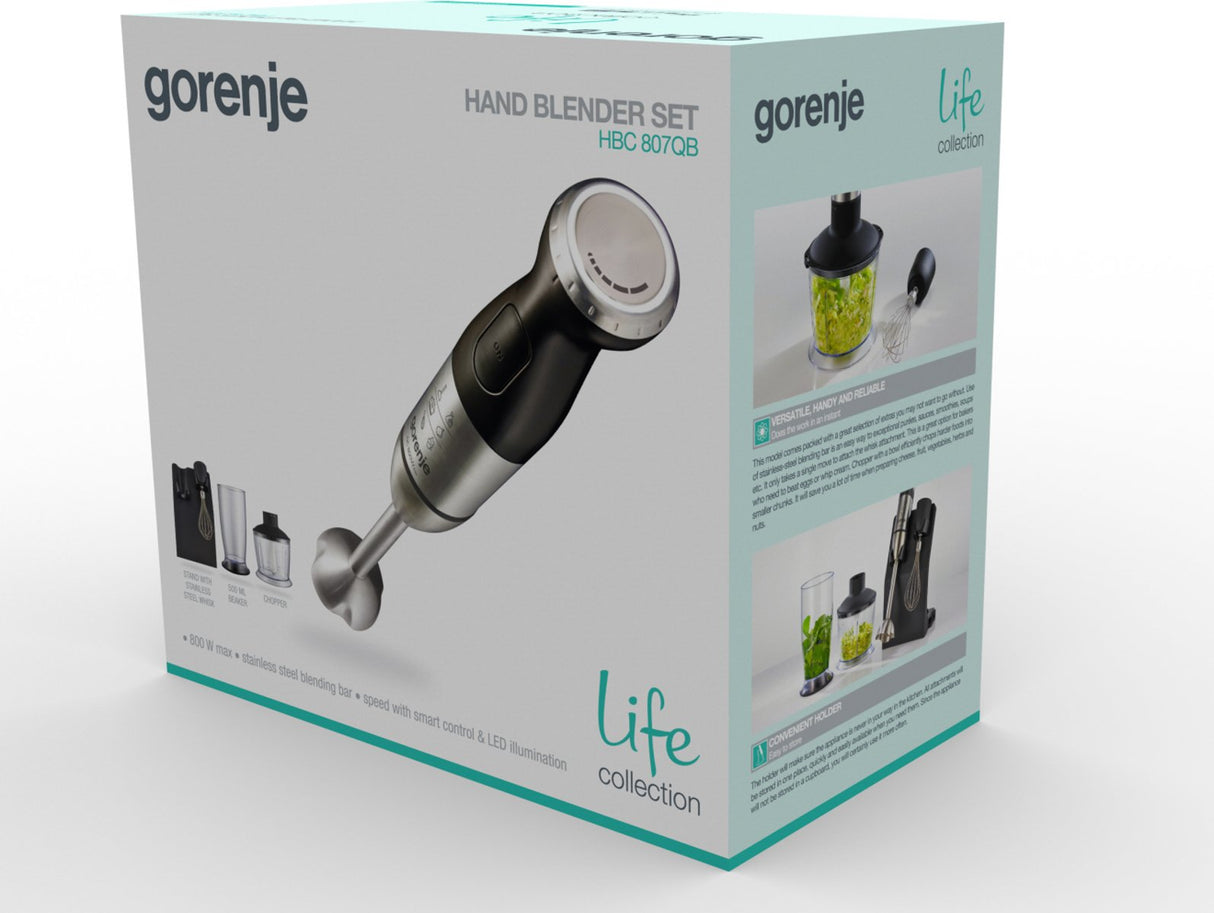 Gorenje Hbc807qb 0,5 L Batidora De Mano 800 W Negro, Acero Inoxidable