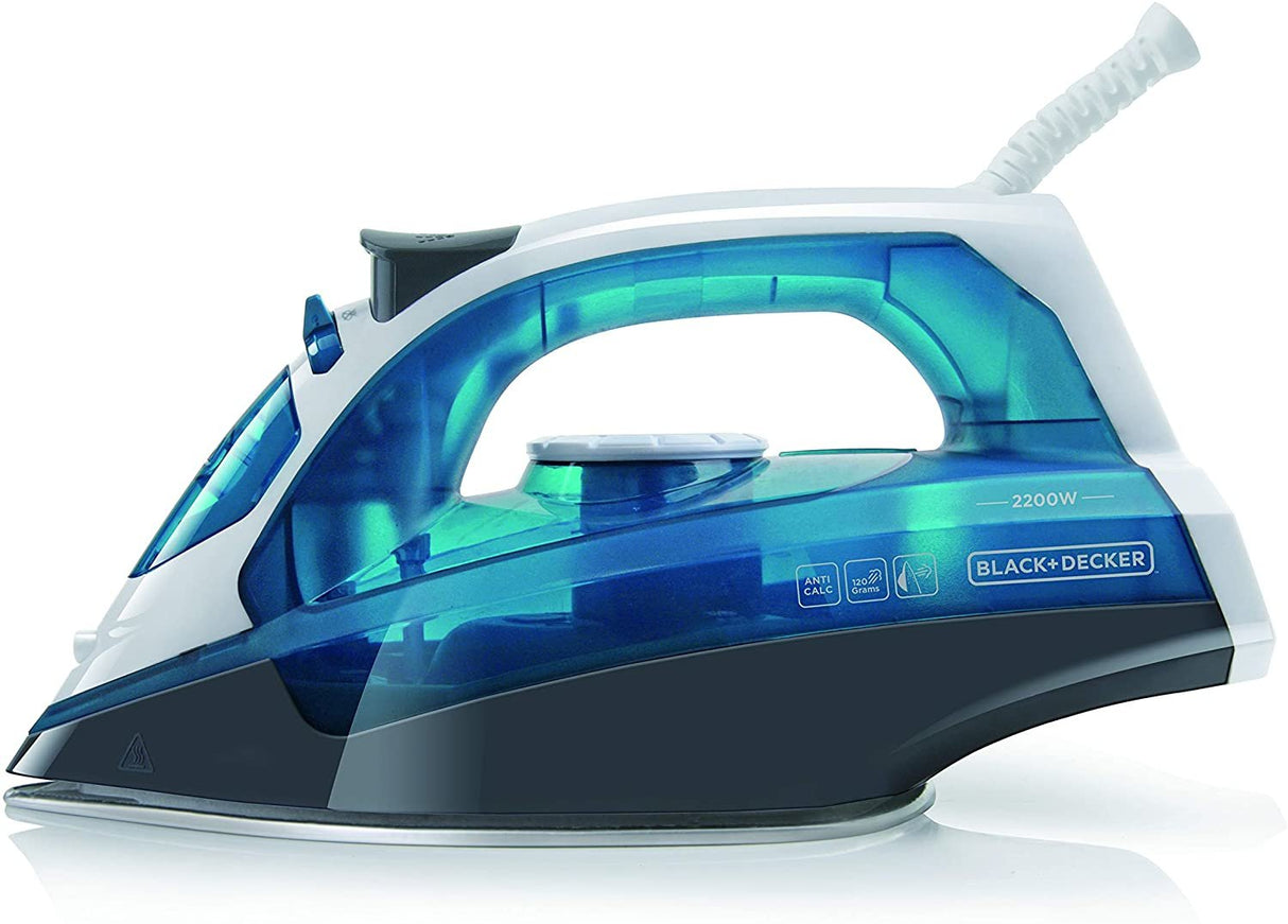 EAN 8432406180079 - Black & Decker BXIR2200E plancha Plancha a vapor Suela de acero inoxidable 2200 W Negro, Azul, Blanco imagen 1
