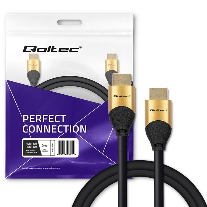 Qoltec 50355 Hdmi V2.1 Cable Ultra High Speed 8k 60hz 28awg Gold 2m