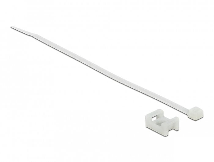 Delock Schraubhalter 15 X 10 Mm Mit Cablebinder L 200 X B 3,6 Mm Weiss