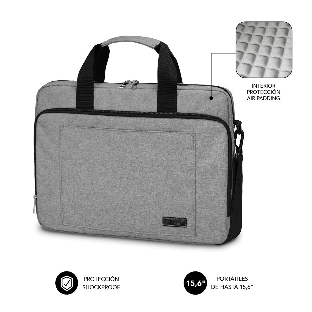 Maletín Subblim Air Padding Laptop Bag Para Portátiles Hasta 15.6' Cinta Para Trolley Gris
