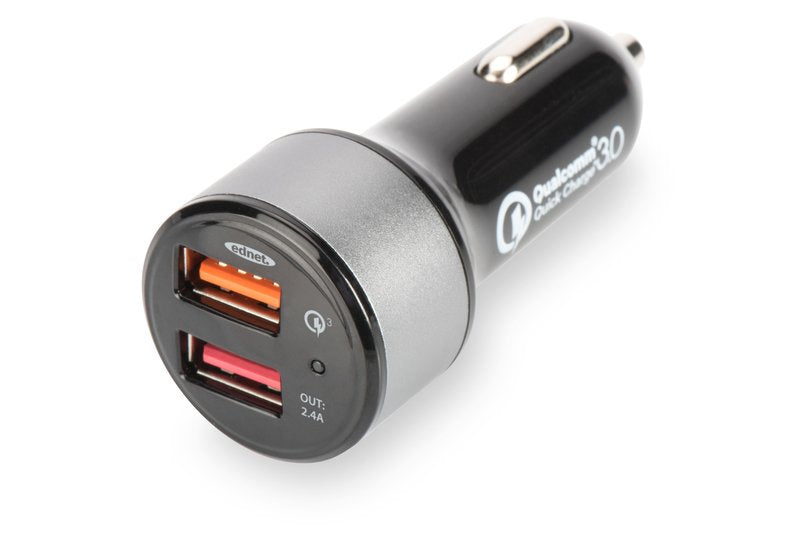 Cargador De Coche Ednet Quickcharge 3.0 Dualport Negro