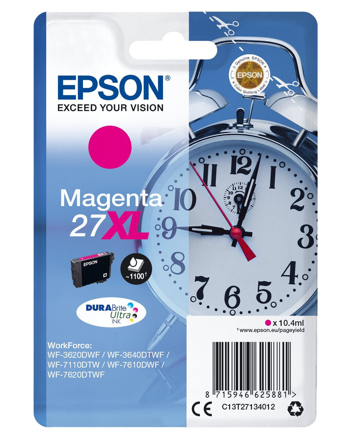 Tinta Original Epson T2713 Xl Magenta C13t27134022 10.4ml - Con Alarma