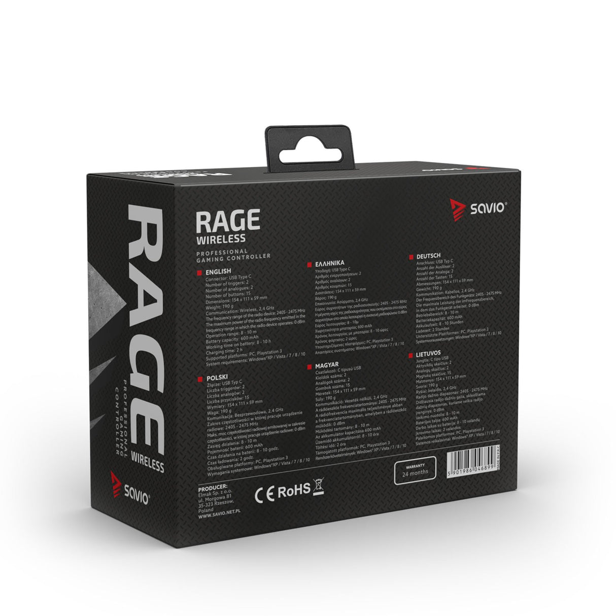 EAN 5901986046899 - Savio RAGE WIRELESS - gamepad - tradlo Negro USB Analógico PC, Playstation 3 imagen 10