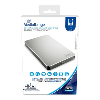 Mediarange Hdd Extern 2tb Usb 3.0 Hdd 2tb Plata