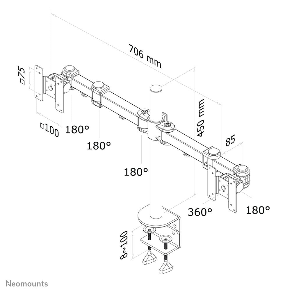 EAN 8717371442224 - Neomounts FPMA-D960D soporte para monitor 68,6 cm (27") Escritorio Negro imagen 7