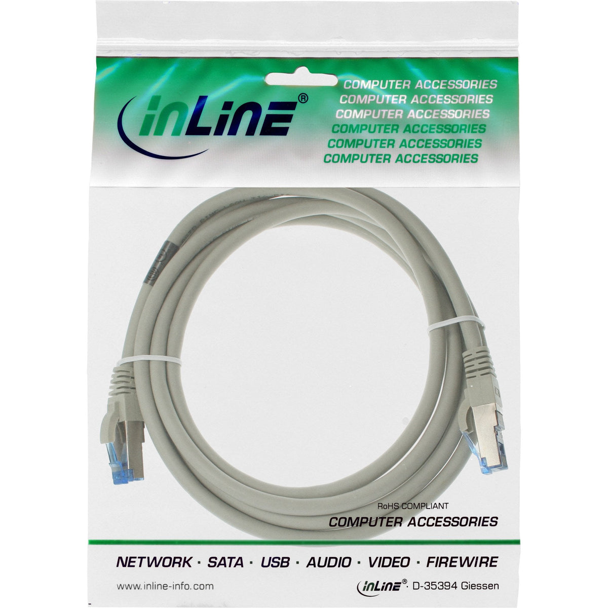 Cable De Red Inline S/Ftp Pimf Cat.6a Libre De Halógenos 500mhz Gris 0.5m