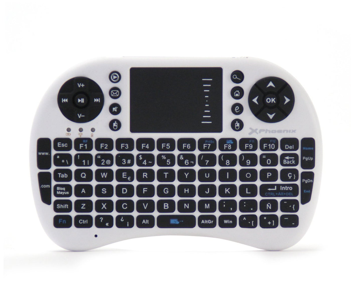 Mini Teclado Inalambrico Wireless 2.4ghz Phoenix Touchpad Multimedia Smart Tv / Tvbox / Android Tv / Color Blanco Y Negro