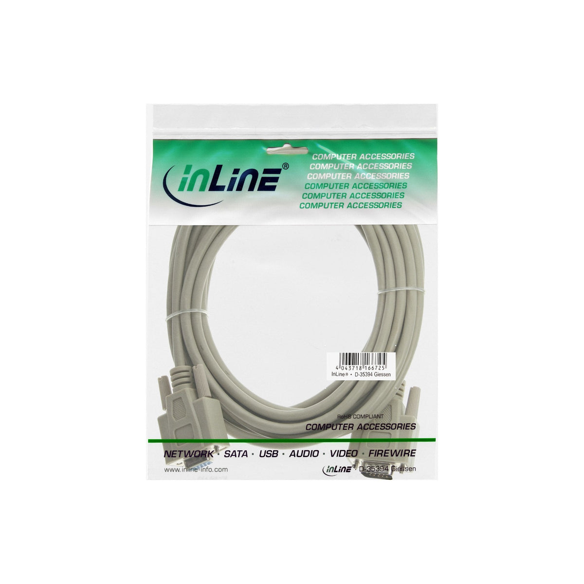 Cable Inline Vga 15hd Macho A Hembra Gris 10m