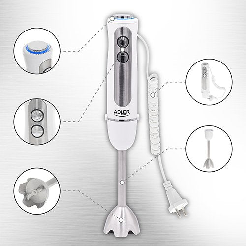 EAN 5902934838993 - Adler AD 4625w Batidora de inmersión 1500 W Plata, Blanco imagen 7