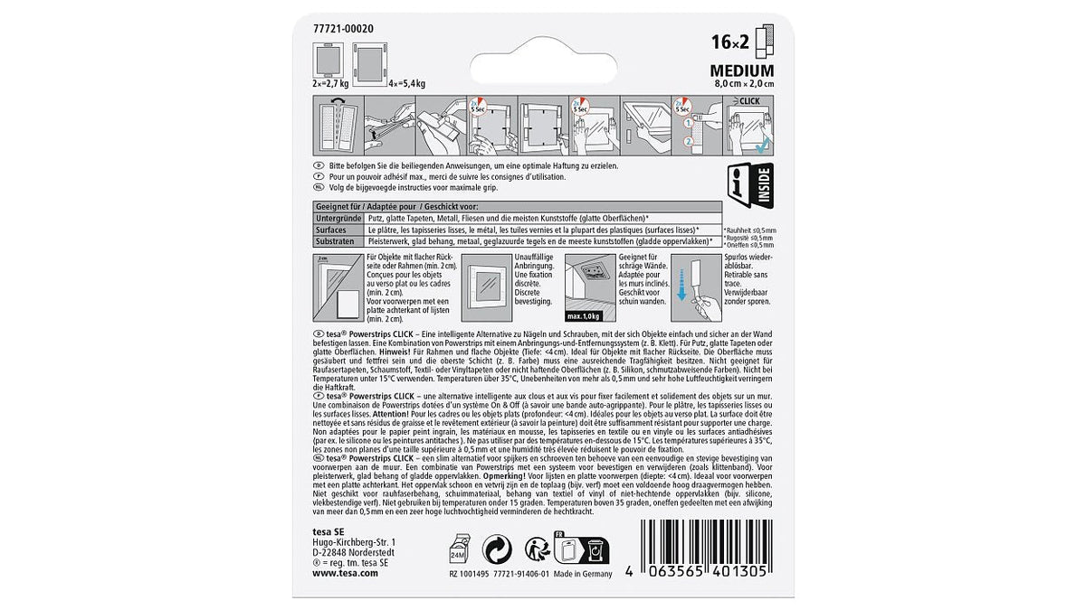 Tesa Powerstrips Click Medium
