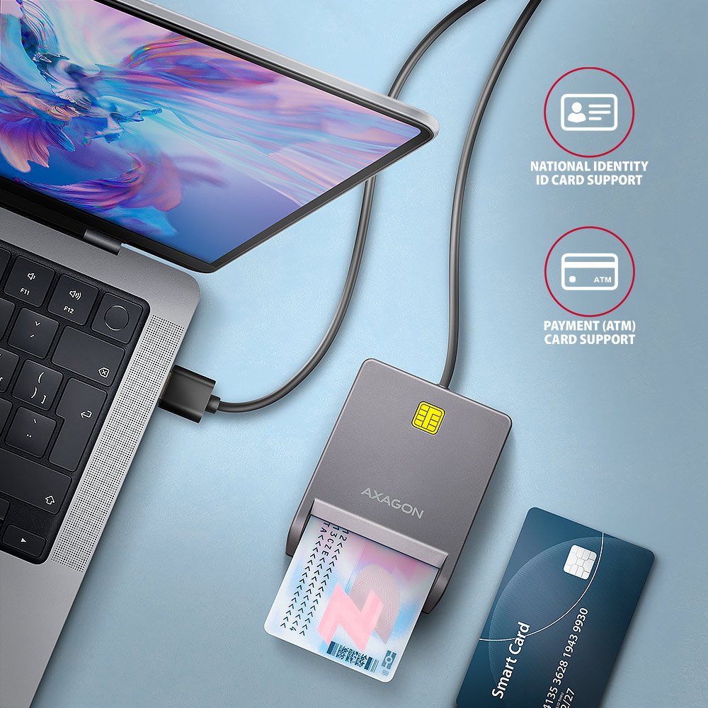 EAN 8595247908278 - Axagon CRE-SM3T USB Smart card Flat lector de tarjeta inteligente Interior USB 2.0 Negro imagen 3