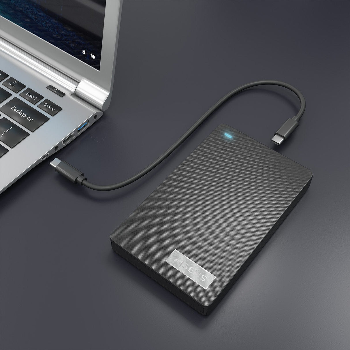 Aisens Caja Externa 2,5&Quot; Ase-2541b 9.5mm Sata A Usb-C Usb3.1 Gen1, Negra