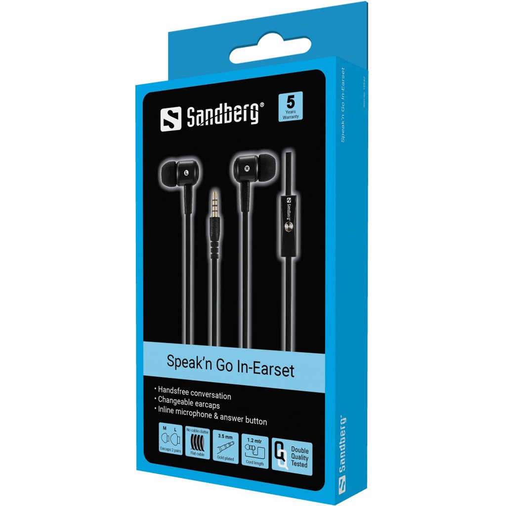EAN 5705730125621 - Sandberg 125-62 auricular y casco Auriculares Alámbrico Dentro de oído Llamadas/Música Negro imagen 2