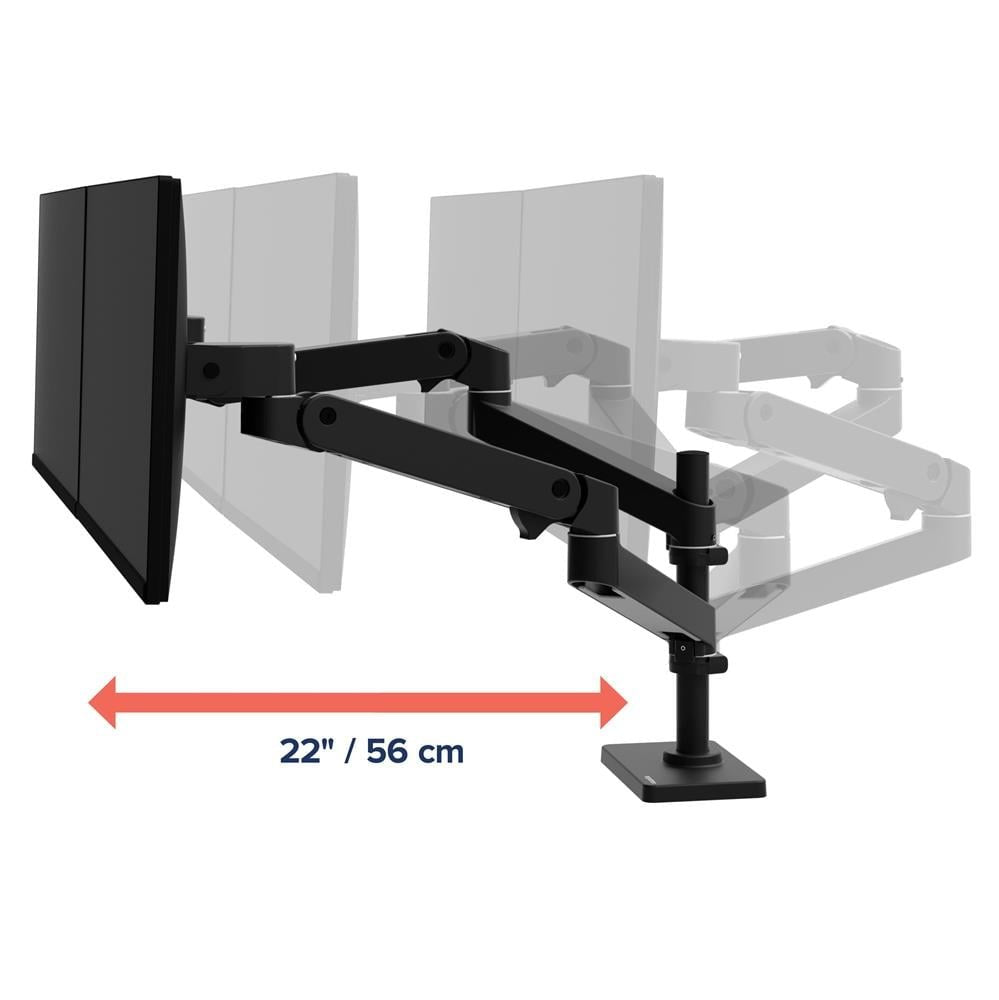 Ergotron Lx Pro - Kit De Fijación (Doppelgelenkarm) - Modular - Para 2 Lcd-Displays - Con Flachem C-Klemmen - Negro - Tamaño De Pantalla: Hasta 61 Cm (Hasta 24 Pulgadas)