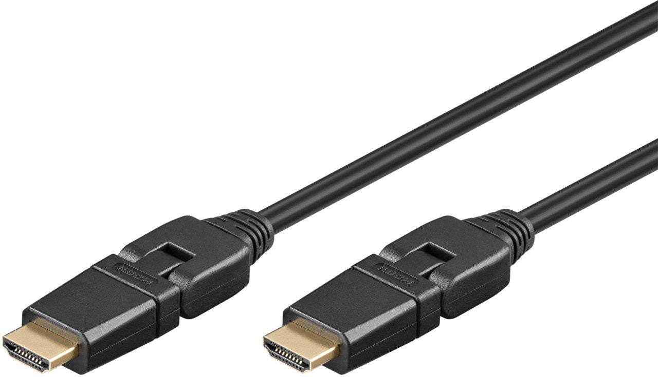 Cable Hdmi A-A  2 Metros Negro Articulado 4k 60hz   Cable Con Conectores Articulados 360º Serie 2.0 Goobay