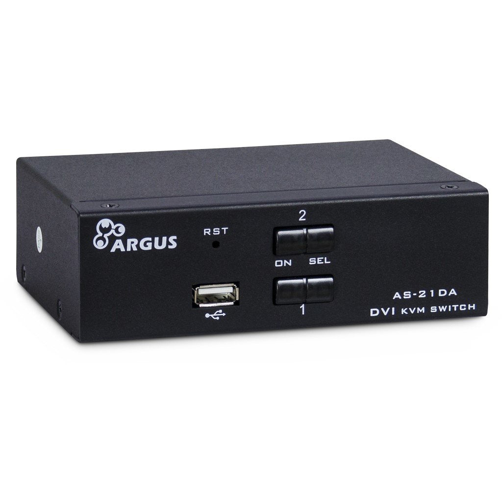 Inter-Tech Kvm Switch As-21da Dvi, 2 Port, Metal, Front Us