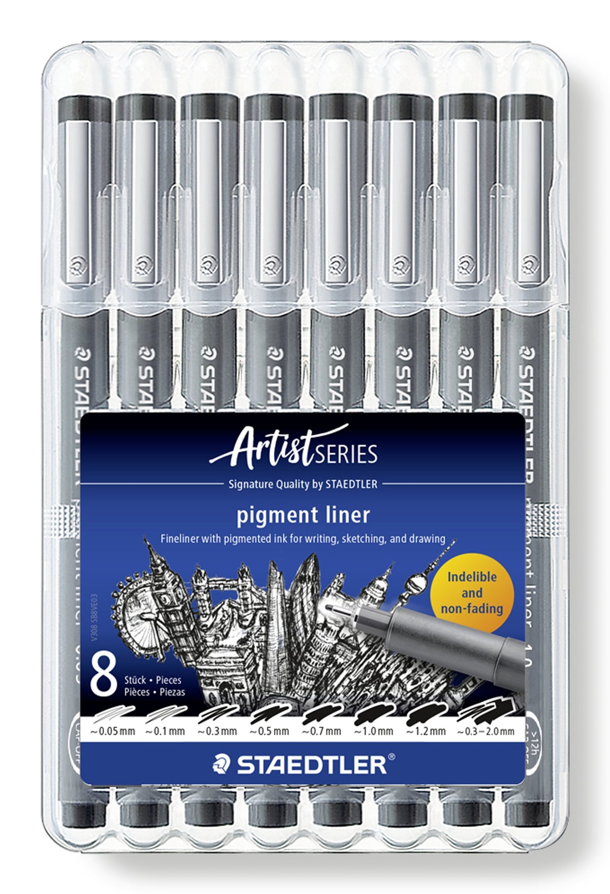 EAN 4007817309247 - Staedtler pigment liner 308 rotulador de punta fina Negro 8 pieza(s) imagen 2