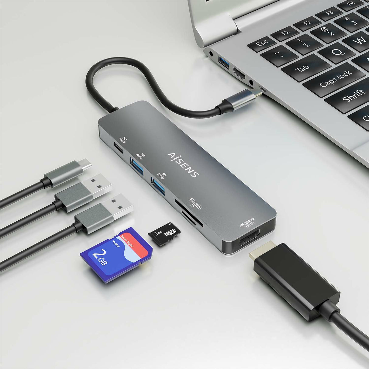 EAN 8436574709964 - AISENS ASUC-6P016-GR base para portátil y replicador de puertos Alámbrico USB 3.2 Gen 1 (3.1 Gen 1) Type- imagen 6
