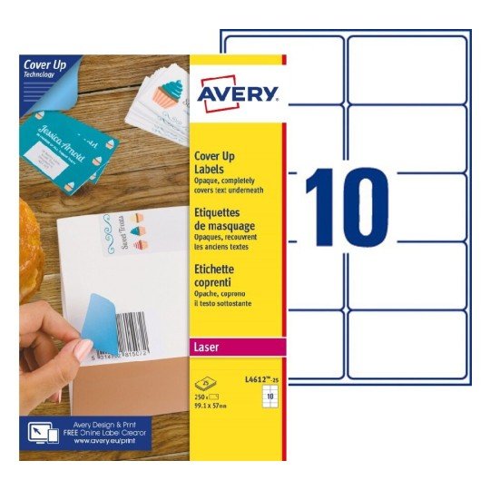 EAN 5014702139932 - Avery L4612-25 etiqueta autoadhesiva Rectángulo Permanente Blanco 250 pieza(s) imagen 1