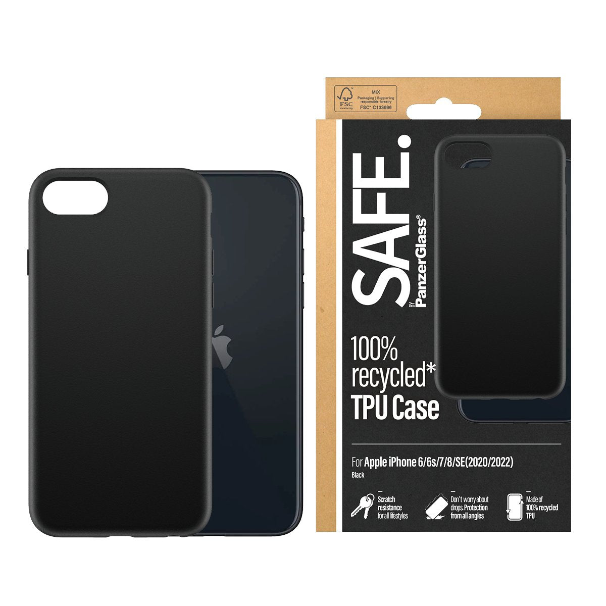 EAN 5715685001710 - PanzerGlass SAFE. by ® TPU Case iPhone 8 | 7 | 6s | 6 | SE (2020-2022) | Black | Bulk funda para teléfono imagen 2