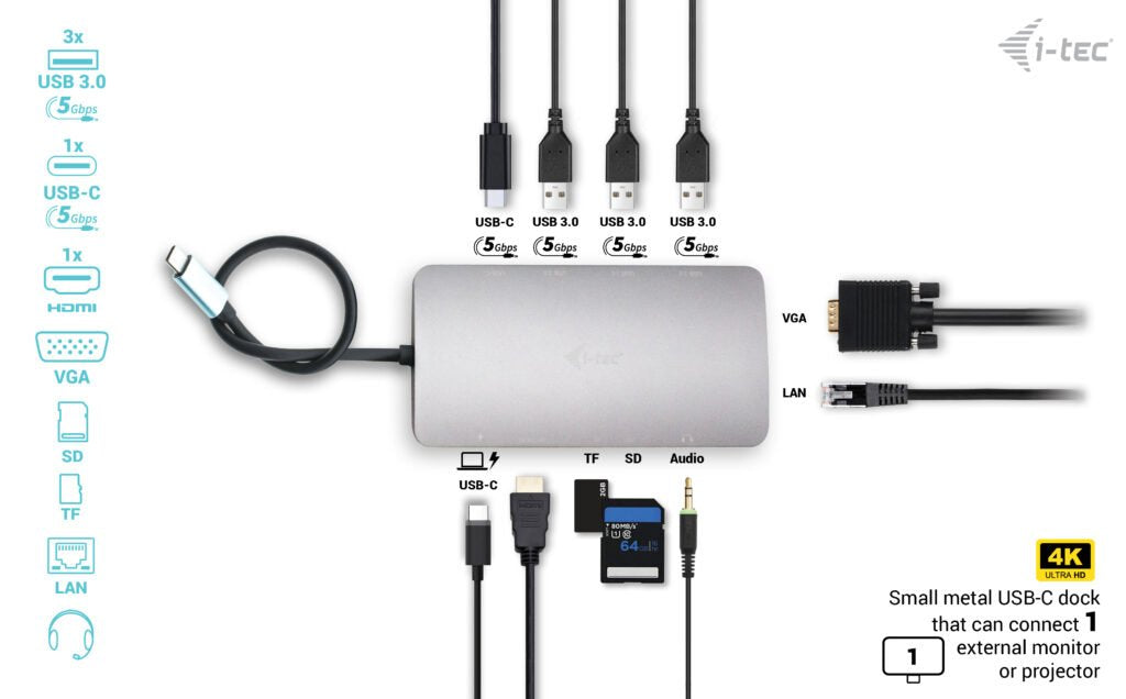 EAN 8595611703331 - i-tec Metal C31NANODOCKVGAPD base para portátil y replicador de puertos Alámbrico USB 3.2 Gen 1 (3.1 Gen imagen 6