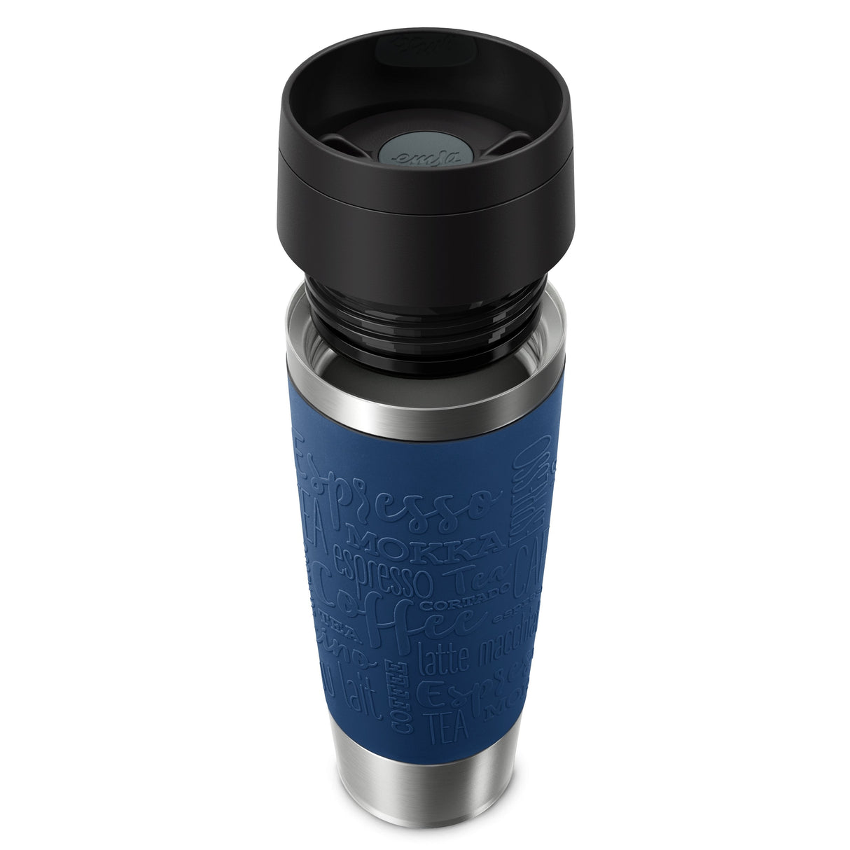 Emsa Travel Mug Taza Térmica Classic Grande Azul Oscuro/Acero Inoxidable, 0,5 Litros N2022100