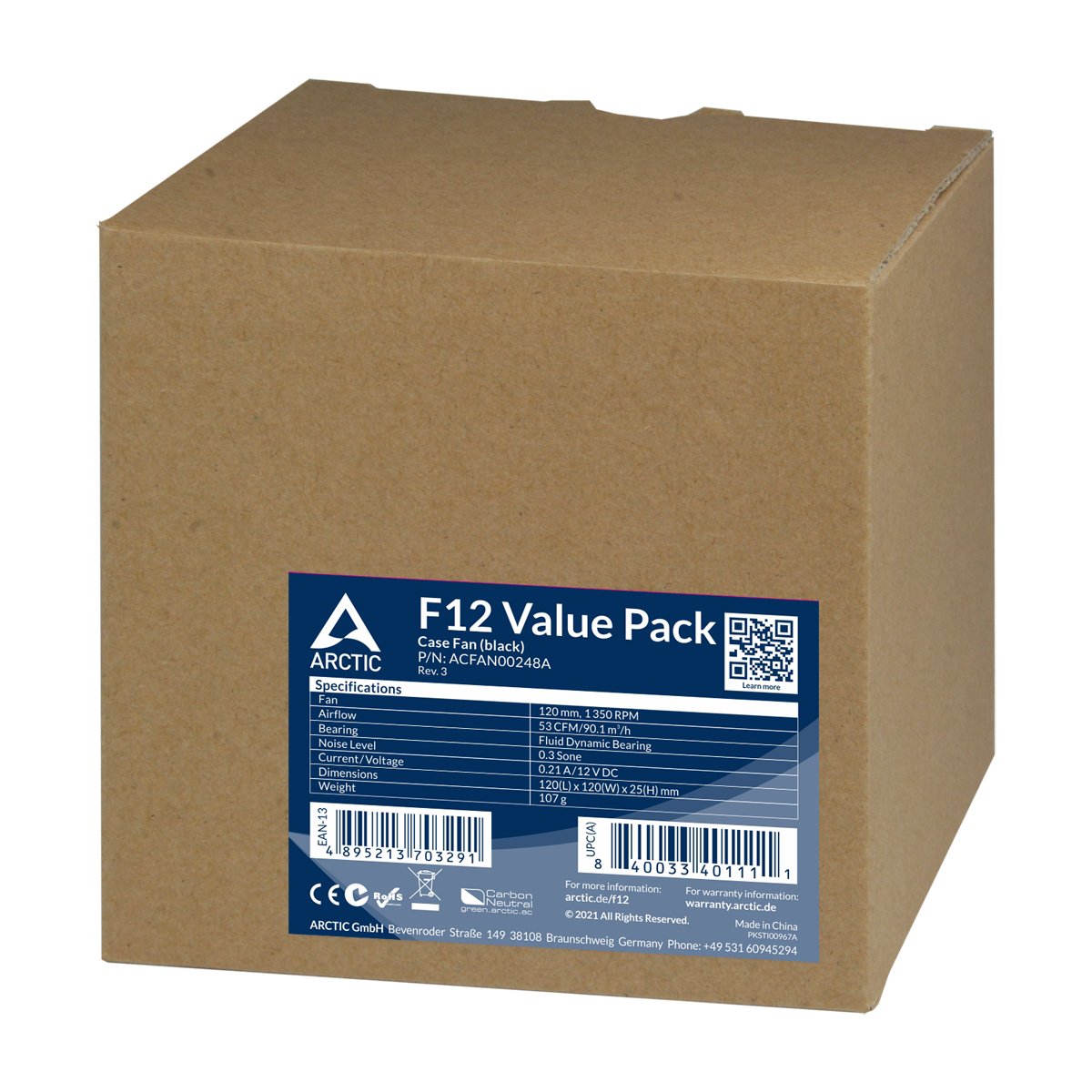 EAN 4895213703291 - ARCTIC F12 Carcasa del ordenador Ventilador 12 cm Negro 5 pieza(s) imagen 5