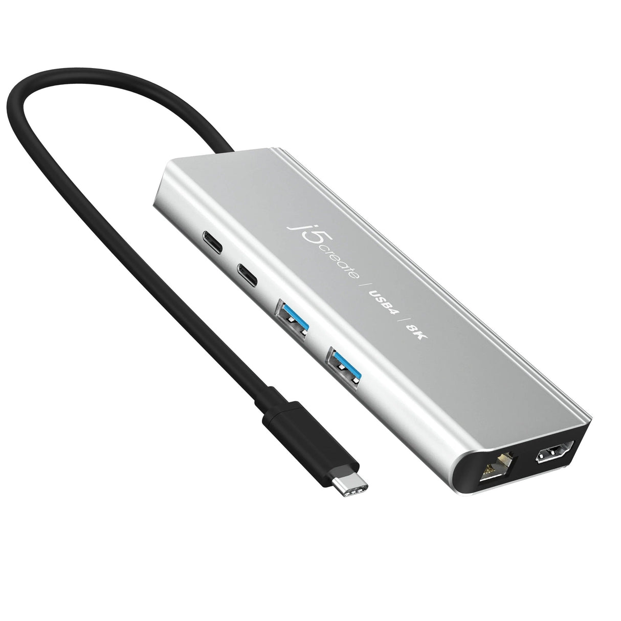 Estación De Conexión Hub Multipuerto J5create Usb4 8k 1x8k Hdmi/2xusb3.2/2xusb-C/Rj45 2.5g Plata Jcd403-N