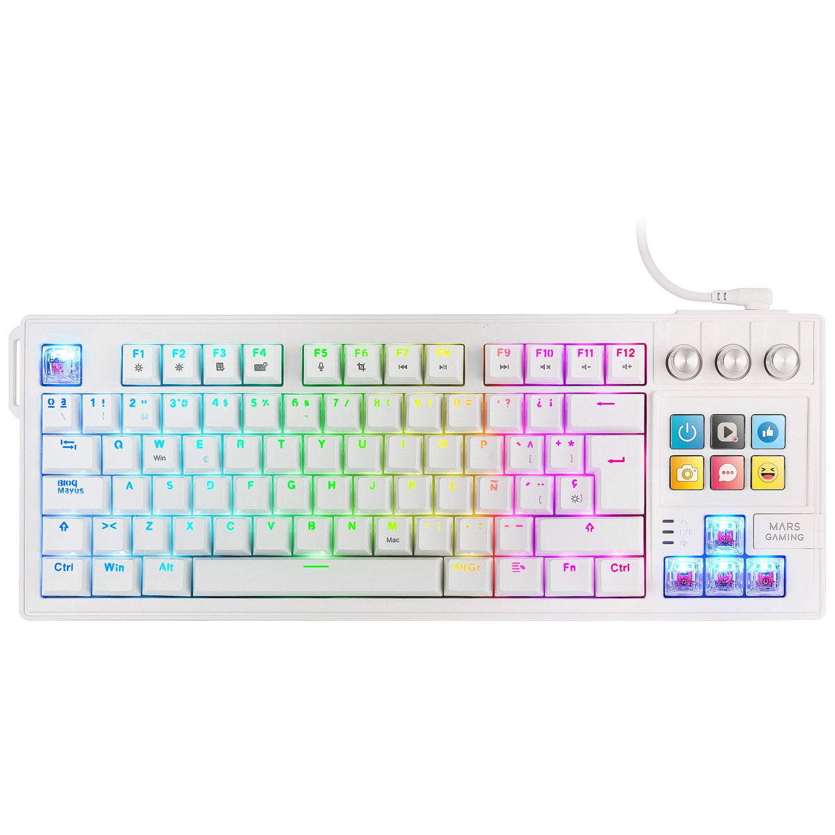 Teclado Gaming Mecánico Mars Gaming Mk-Master Switch Rojo Blanco Incluye Smartdeck