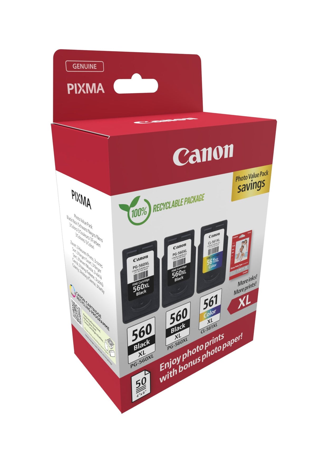 EAN 8714574680484 - Canon 3712C012 cartucho de tinta 3 pieza(s) Original Alto rendimiento (XL) Negro, Cian, Magenta, Amarillo imagen 2