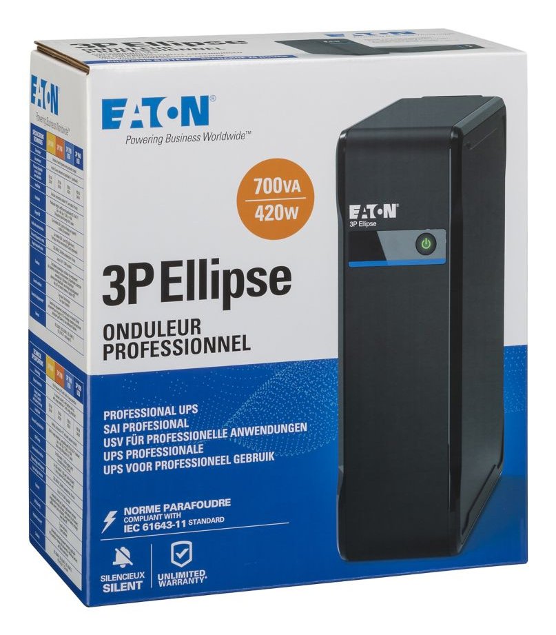 Eaton 3p Ellipse Sistema De Alimentación Ininterrumpida (Ups) En Espera (Fuera De Línea) O Standby (Offline) 0,7 Kva 420 W 4 Salidas Ac 3p700d