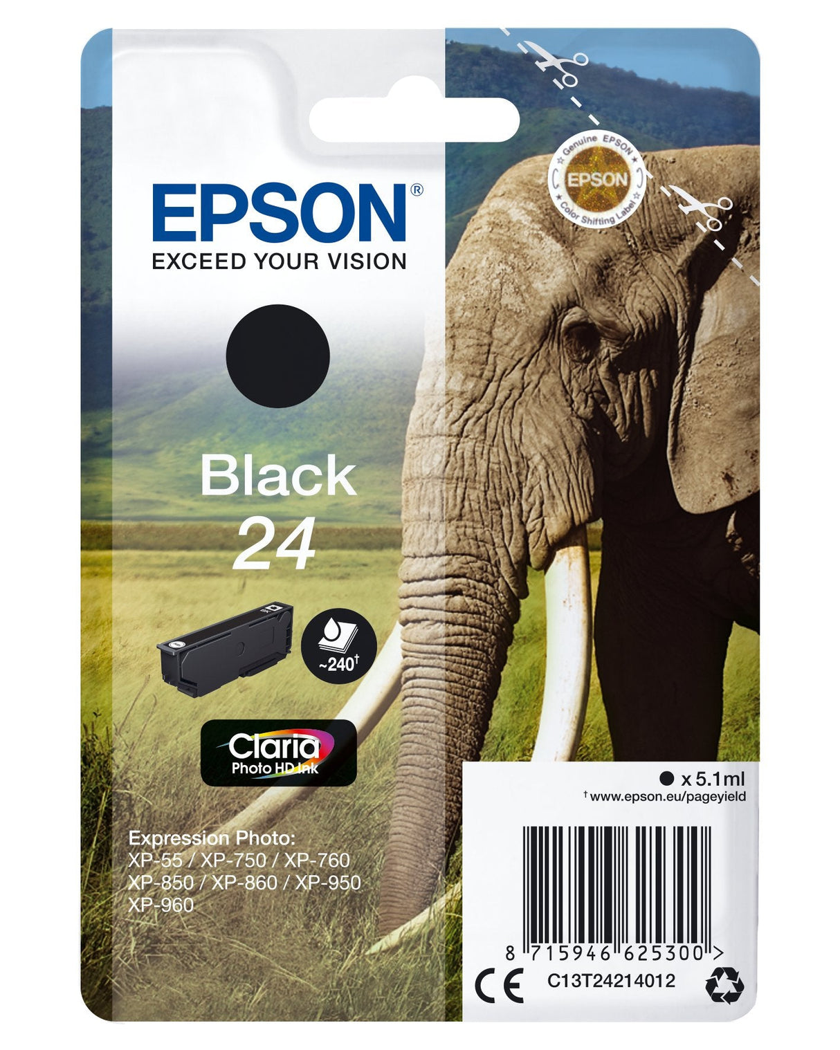 Tinta Original Epson 24 Negro 240 Paginas/C13t24214012 C13t24214012
