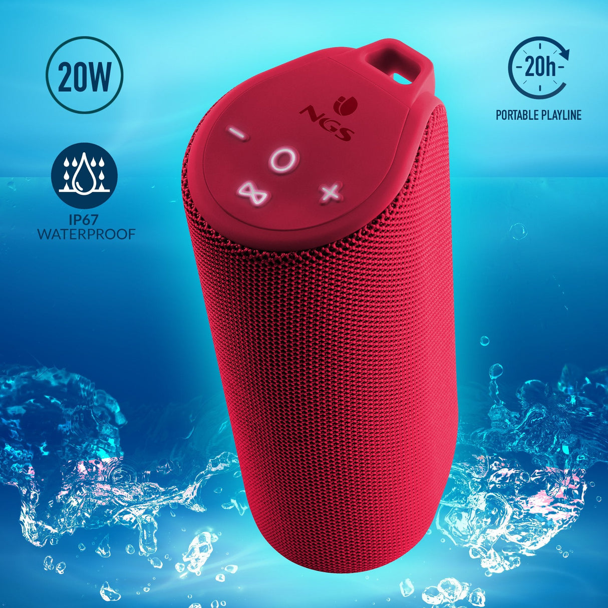 Altavoz Con Bluetooth Ngs Roller Reef 20w 2.0 Rojo