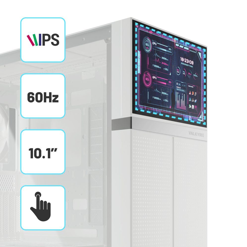 Caja Pc Valkyrie Vk02 Lcd Blanca, Vidrio Templado Vk-Case02lcdw