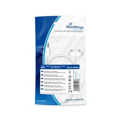 EAN 4260459615576 - MediaRange MRCS181 cable de teléfono móvil Blanco 1 m USB A Apple 30-pin imagen 1