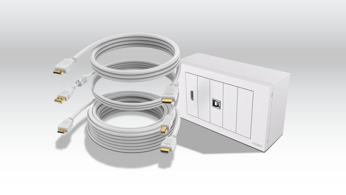 Paquete De Placa Frontal Av Modular Y Cables Cables De 3 Metros 4k A 60 Hz Paquete Simple Para Instalar Pantalla Táctil O Proyector Incluye Caja Trasera De Doble Gang Del Reino Unido Y Marco De Doble Gang Que Acomoda Cinco Módulos Módulos I