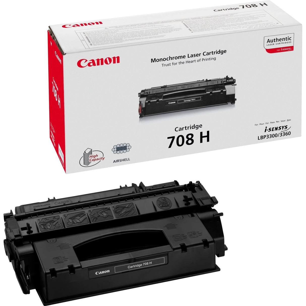 Toner Original Canon 708h Negro Para I-Sensys Lbp3360, Laser Shot Lbp-3300, 3360
