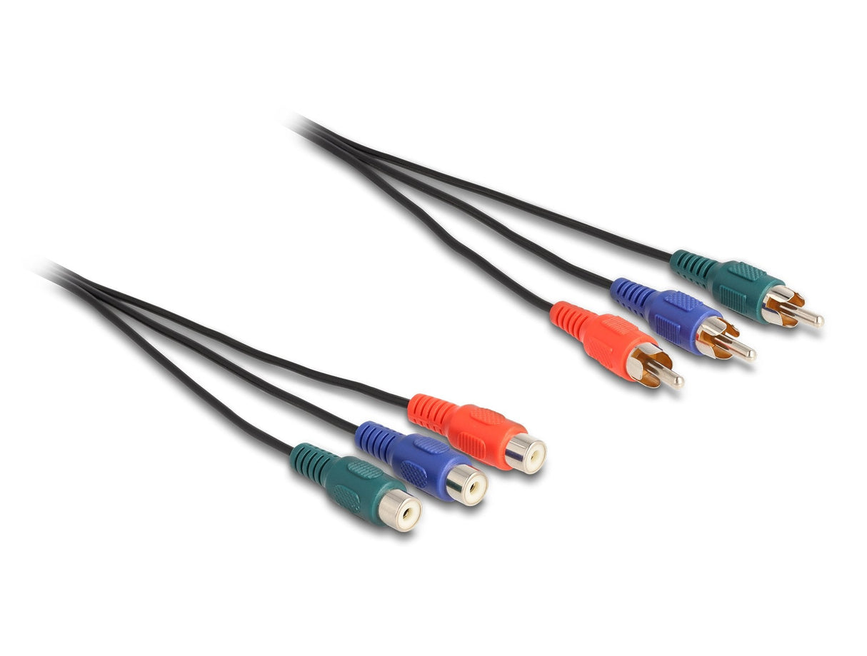 Delock 85370 Cable De Extensión Rca Rgb De 3 X Machos A 3 X Hembras, 3 M