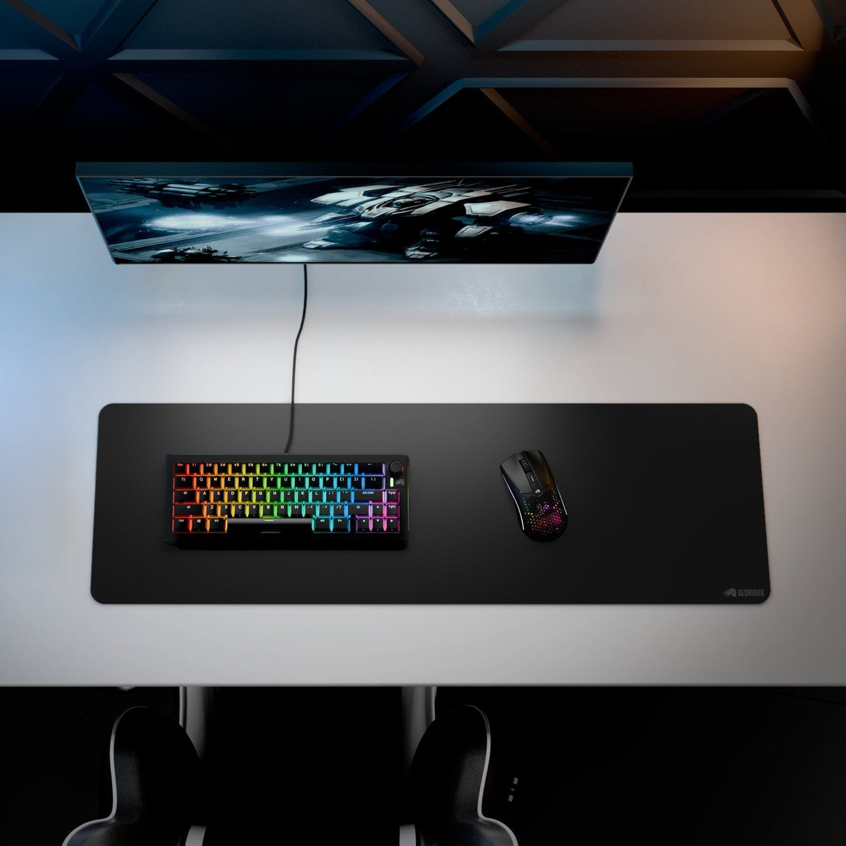Glorious Gaming Alfombrilla De Ratón 2 L, Sin Bordes, Gummiert - 915 X 280mm, Negro