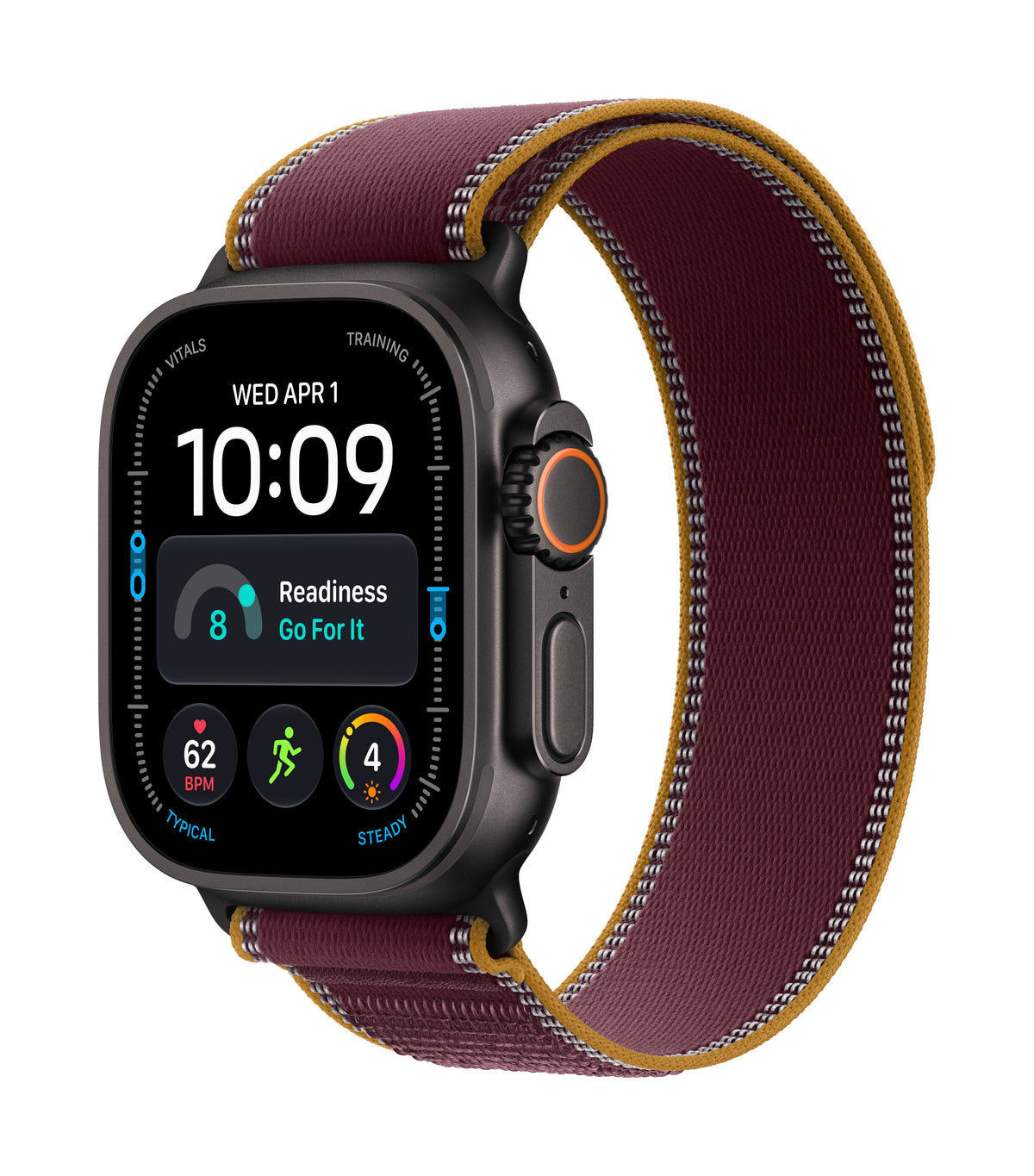 Apple Watch Ultra 4 (2026) Gps+Cel 49mm Caja De Titanio Negro Correa Trail Loop Burdeos Talla S M Siri Ai