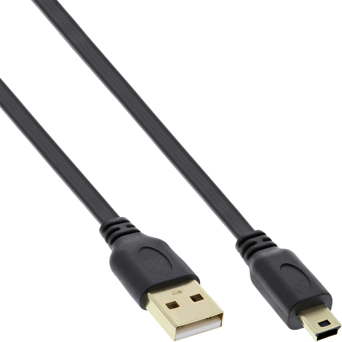 Inline Usb 2.0 Flat Cable Usb A Macho A Mini-B Macho 5 Pines Negro / Dorado 0,5 M
