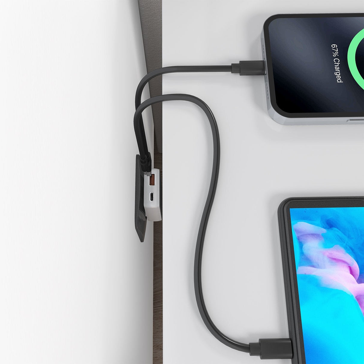 Aisens Cargador De Pared Gan Ultra Delgado 30w, 1xusb-C Pd3.0 Qc4.0, 1xusb-A Qc3.0, Blanco