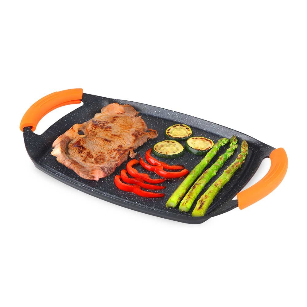 Orbegozo Gdb 3600 Plancha Grill De Aluminio Fundido - Recubrimiento De Piedra Antiadherente - Asas De Goma Extraibles -
